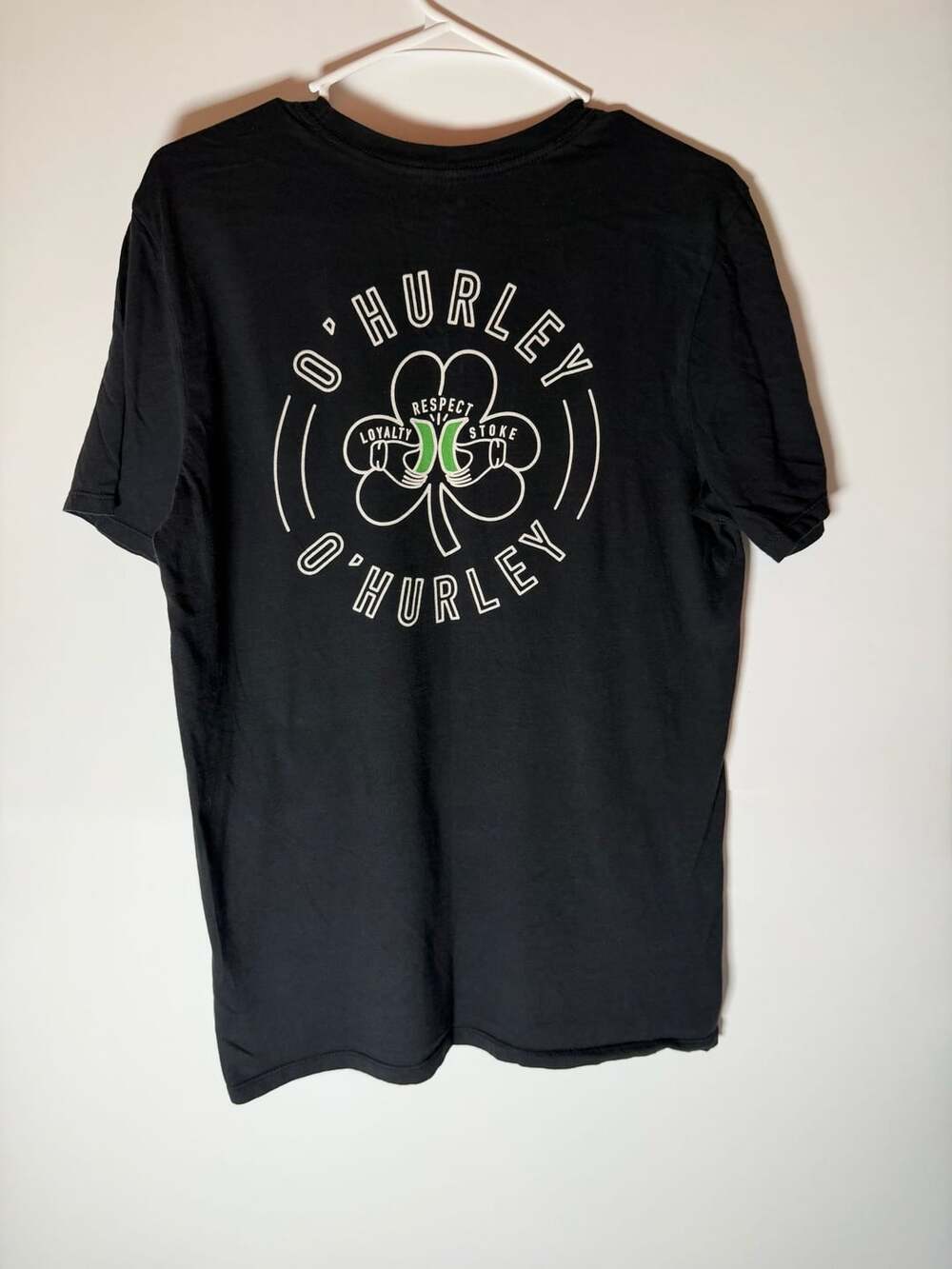 Hurley O'Hurley Clover T-Shirt Size M Black St. Patrick's Day